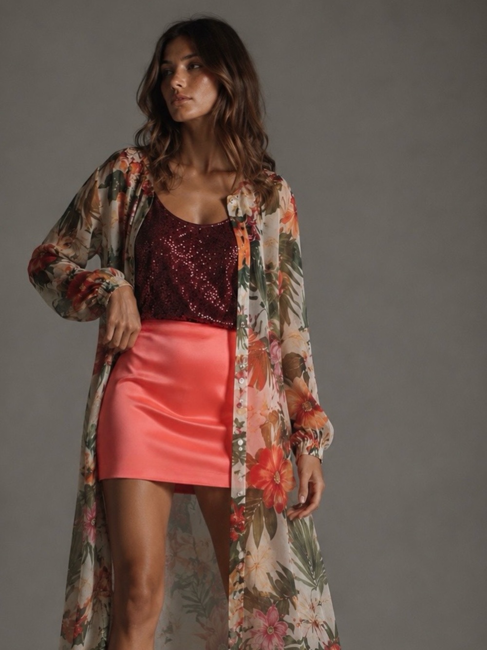 Nasty Gal Satin Mini Skirt Coral Satin NWT